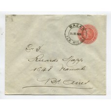 ARGENTINA ENTERO POSTAL GJ SOB-46 SOBRE CIRCULADO CON MATASELLO MAZAN LA RIOJA